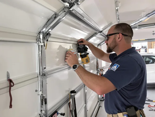 La Habra Garage Door Repair technician quieting a noisy garage door in La Habra