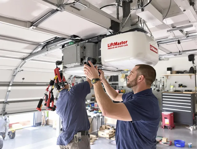 La Habra Garage Door Repair technician performing advanced diagnostics on garage opener in La Habra