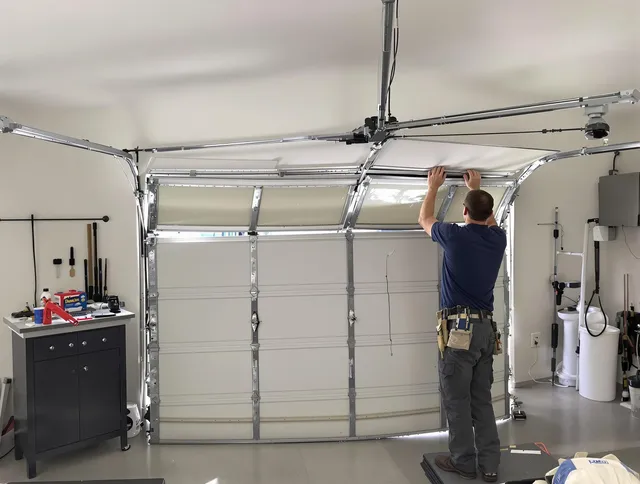 La Habra Garage Door Repair specialist performing precise section replacement on La Habra garage door
